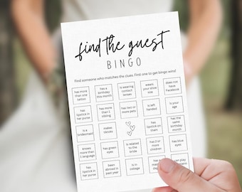 Find the Guest Bingo Bridal Shower Game Template, Instant Download, Team building Games, Family Reunion Games, Wedding Shower Games