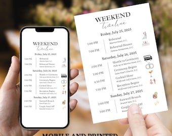 Chronologie du week-end de mariage Chronologie du jour du mariage sur mobile Chronologie de la réception de mariage Chronologie de l'ordre du jour de mariage Chronologie de la douche Programme de mariage