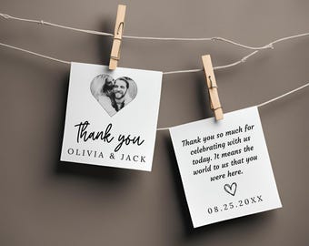 Modèle d'étiquettes de remerciement pour mariage, marque-places de remerciement pour mariage, cartes de remerciement pour shower de mariage, cartes de remerciement en coeur