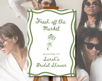 Modèle de plaque de douche nuptiale du marché, décoration de douche nuptiale Farmers Market, plaque de bienvenue nuptiale imprimable, douche nuptiale rustique