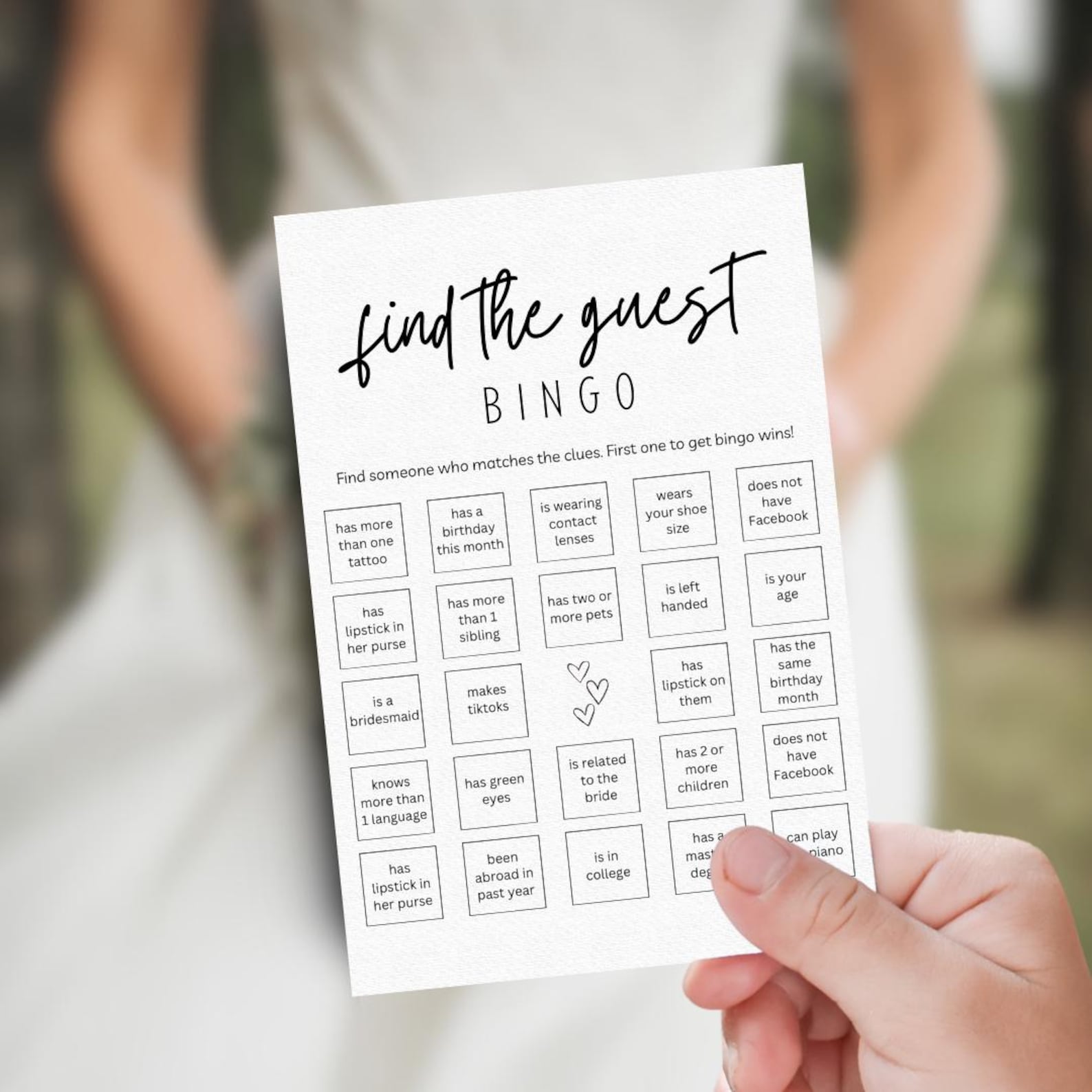 Find the Guest Bingo Bridal Shower Game Template, Instant Download ...
