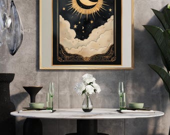 Sun & Moon Tarot Art Print – Celestial Vintage Astrology Decor