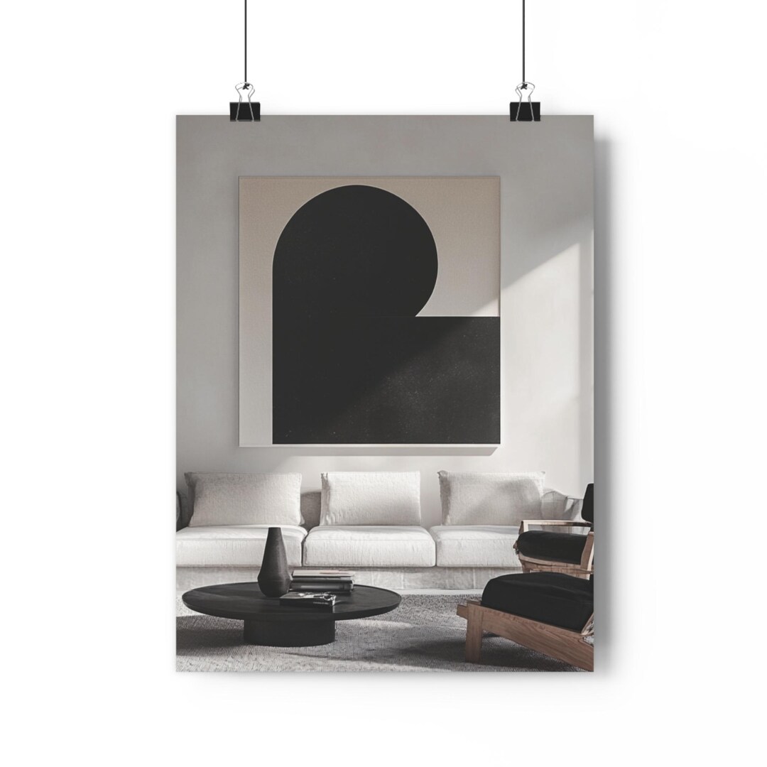 Minimalist Abstract Art Print Black and White Geometric Design ...