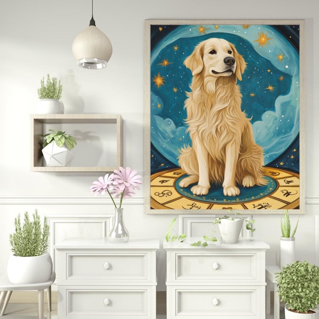 Golden Retriever Zodiac Poster Astrology Wall Art for Dog Lovers - Etsy