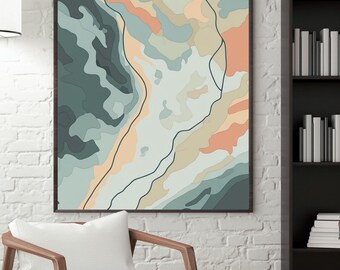 Muted Earth Flow Abstrakte Topographische Kunstdruck