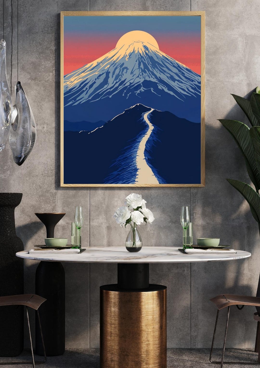 Sunset Over Fuji Japanese Mountain Wall Art Print - Etsy
