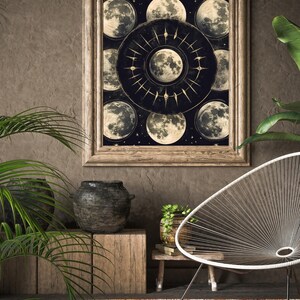 Mystic Lunar Phases Poster Celestial Moon Wall Art