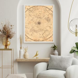 Antique Southern Star Map Print Vintage Astronomy Hemisphere Poster