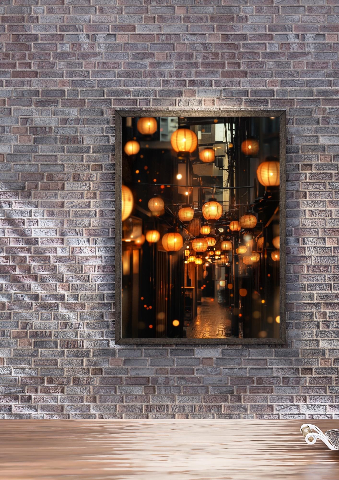 Golden Lantern Alley Japan Night Street Print - Etsy