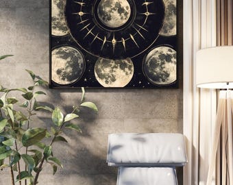 Mystic Lunar Phases Poster Celestial Moon Wall Art
