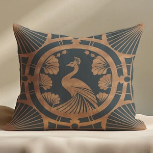 Art Deco Peacock Pillow Cover, Victorian Home Decor, Couch Pillow Case, Dark Academia Cushion, Bird Art, Bird Decor, Dark Academia Cushion