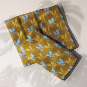 Raven Cloth Napkin Set: Golden Azure Bird Art, Cottagecore Decor (4pc)