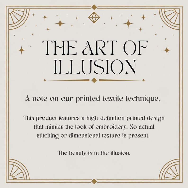 The image is a note on a printed textile technique.