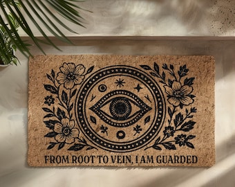 Evil Eye Coir Doormat: Rooted Protection, Botanical Design