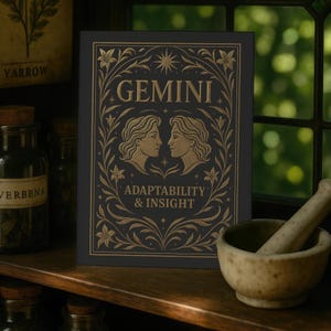 Biglietto di auguri per i Gemelli, biglietto con rituale lunare per i Gemelli / biglietto di auguri astrologico per i segni d'aria, regalo per la stagione dei Gemelli, cancelleria mistica