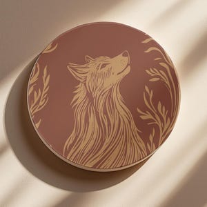 銅製ウッドランドウルフセラミックコースター、ゴシックバーカート装飾、ロマンチックなドリンクウェア、魔女のキッチンアクセサリー