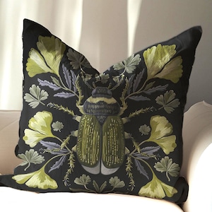 Victoriaanse kussensloop saliekever: donkerbotanisch-gotisch accent voor kussen 18 x 18 of 22 x 22