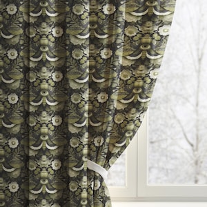Cortinas opacas Mystical Luna Moth: decoración gótica botánica estilo cottagecore