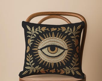 Eye of Protection Pillow: Woven Decorative Dark Academia Gothic Home Decor Tapestry