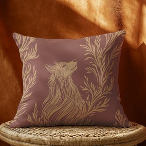 Botanischer Wolf Dekokissen: Dark Academia Decor