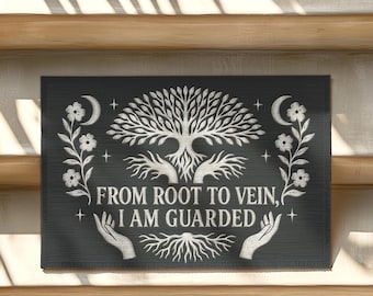 Capacho Árvore da Vida com estampa de bruxa: decoração botânica pagã