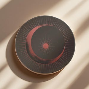 Halbmond und Sterne Keramik Untersetzer, Mondphasen Dekor, Astrologie Geschenk, Boho Trinkgefäße, Witchy Home Akzent