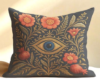 Antique Redwork Red Embroidery Pillow Sham Layover Cover 