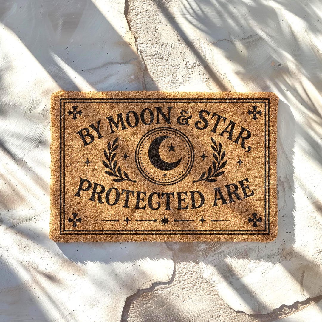 Protection Rune Doormat Celestial Moon Protection Coir Doormat - Witchy Gothic Entryway Rug for ...