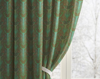 Luna Moth Botanical Blackout Drapes,  Cottagecore Dark Academia Decor Drapes,  Mystical Bedroom Curtain, Luxury Boho Woodland Home Decor