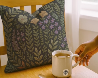 Floral Tapestry Pillow: Botanical Garden Woven Decor