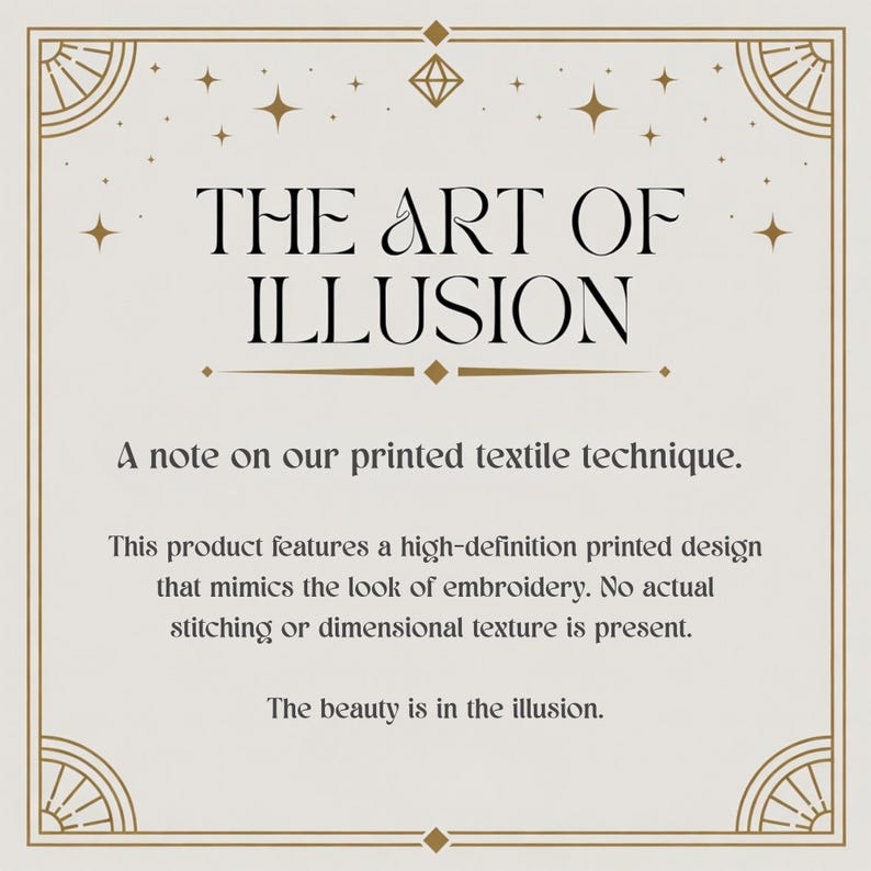 The image is a note on a printed textile technique.