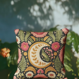 Funda de almohada floral Celestial Moon - Dark Academia y cojín Dark Cottagcore para sofá - 18x18 22x22