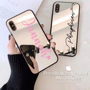 Custodia a specchio personalizzata - Custodia per telefono con nome e logo personalizzati per iPhone 16, 16 Pro, 16 Pro Max, 15 Plus, 15 Pro, 14, 13, 12, 11