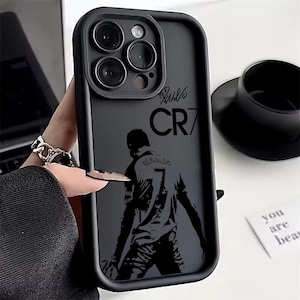 CR7 Cristiano Ronaldo Fußball Handyhülle für iPhone 16 15 14 13 12 11 Pro Max Mini XS XR Plus Weiche TPU-Rückseite mit Handschlaufe