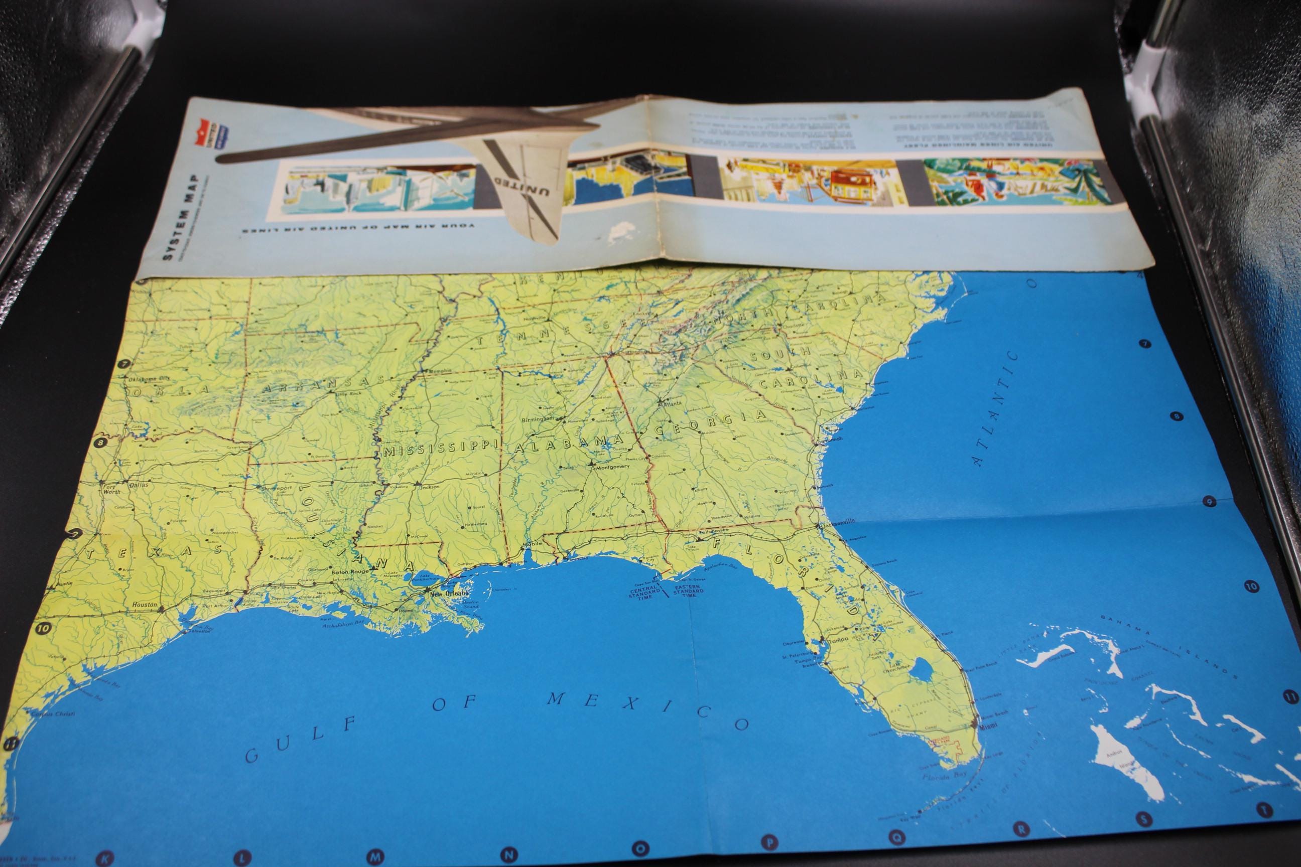 ビンテージ ユナイテッドエアライン アメリカ マップ Old Map of United States of America 1945 Vintage Map Wall