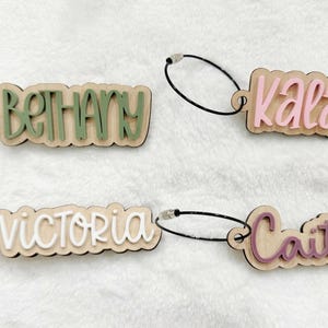 Custom Acrylic & Wooden Bag Tag | Personalized Name Tag | Backpack Tag | Luggage Tag | Keychain