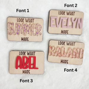 Personalized &quot;Look What I Made&quot; Wooden Magnets with Acrylic – Custom Kids’ Art Magnets, Unique Gift, Artwork Keepsake, Custom Fridge Magnet