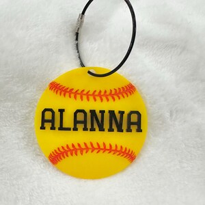 Custom Softball Name Keychains | Softball Keychains | Softball Personalized Keychains | Softball Bag Tag | Softball Name Tag