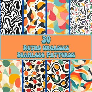 Retro Organic Seamless Pattern Bundle: Commercial & POD Use (Digital Download)