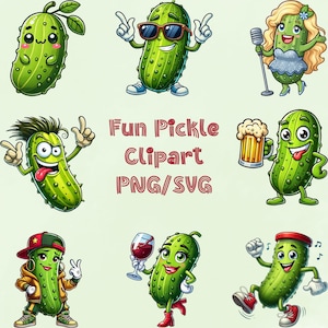 45 Fun Pickle Clipart PNG und SVG Sublimationspaket Digitaler Download - Pickle Grafiken - Lustige Pickle Designs - Kommerzielle und POD-Nutzung