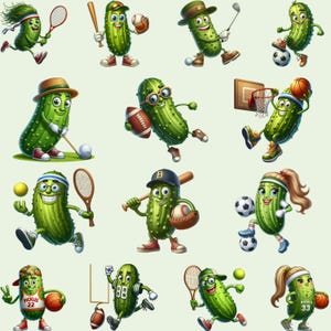 35 Pickle Sports Clipart PNG and SVG Sublimation Bundle Digital Download - Pickle Art - Pickle Ball Players - Funny Pickle Clipart Designs