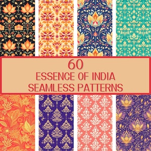 60 Essence of India Seamless Patterns: Sari Motif Designs (Digital Download)