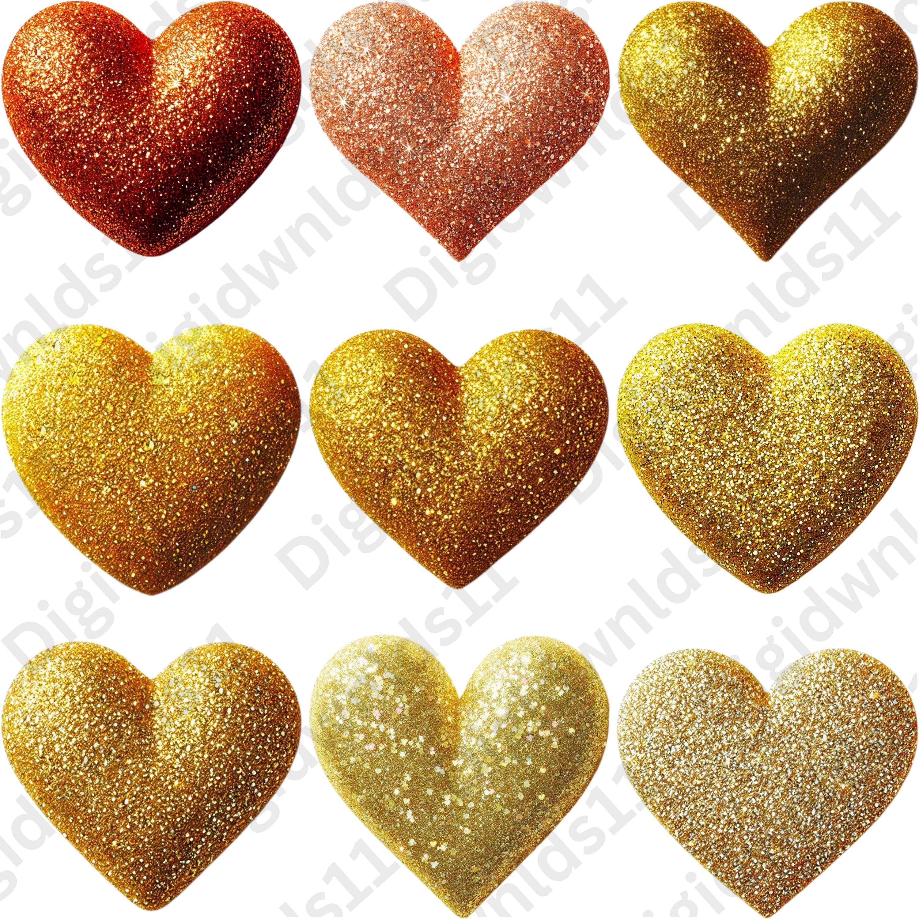 Glitter Hearts Clipart PNG Bundle: Commercial Use (digital Download) - Etsy