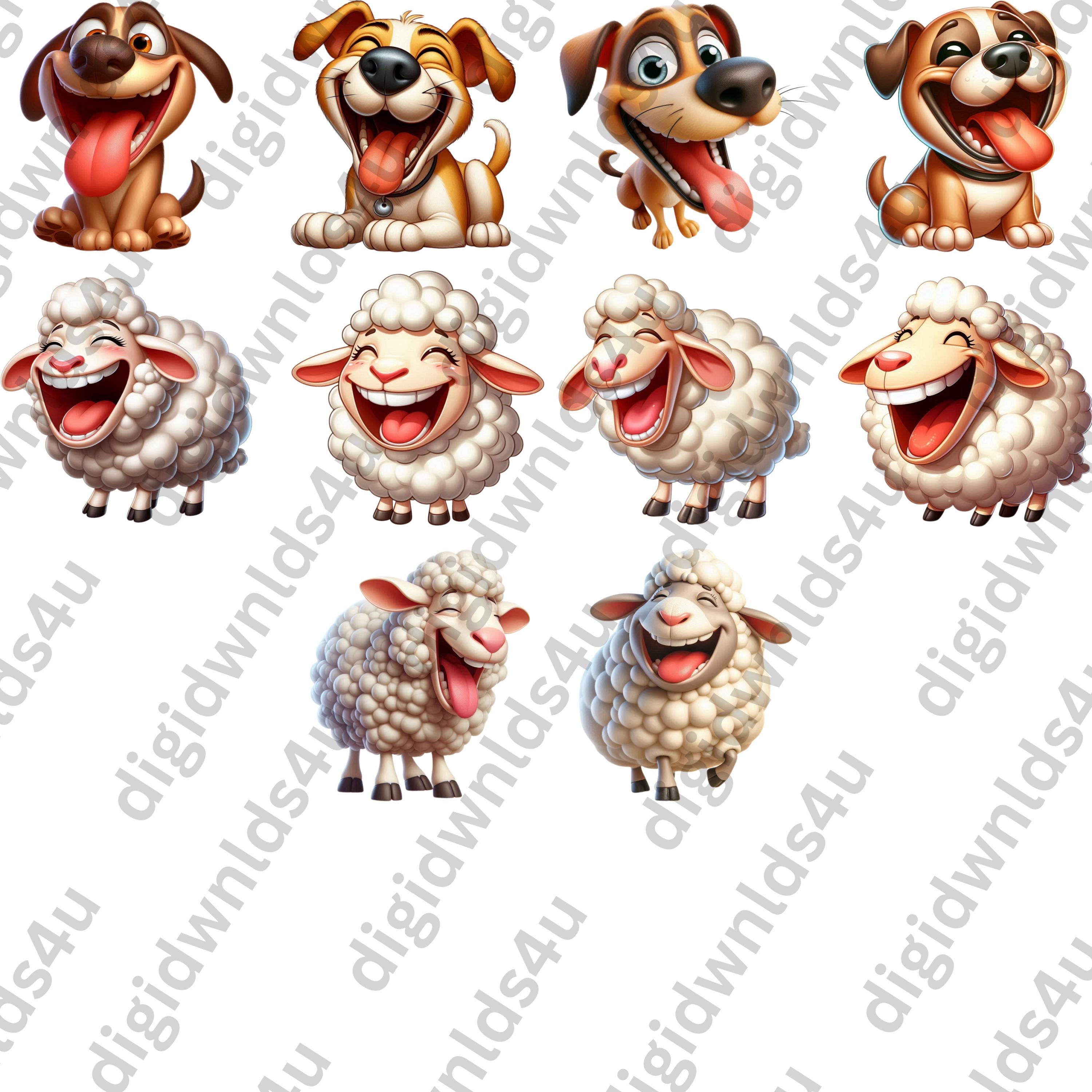 Funny Farm Animals Clipart Bundle: PNG Files for Sublimation (digital ...