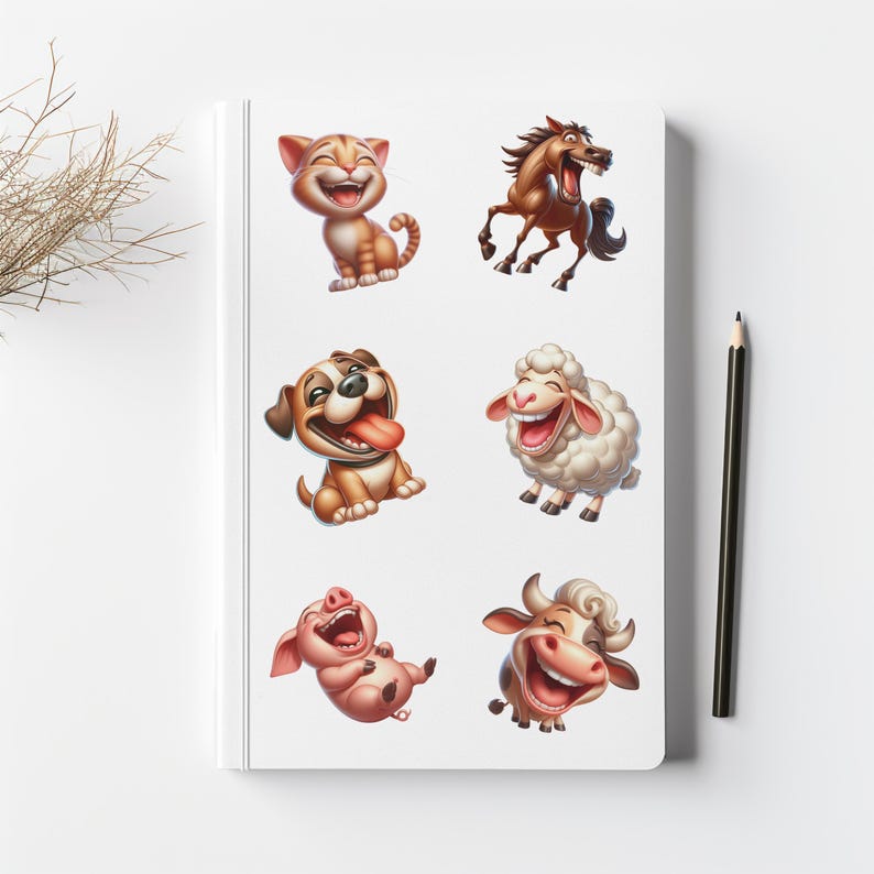 Funny Farm Animals Clipart Bundle: PNG Files for Sublimation (digital ...