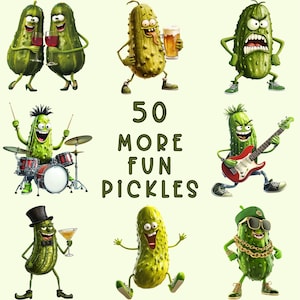 50 autres cornichons amusants Clipart PNG et SVG Sublimation Bundle téléchargement numérique - images de cornichons drôles - cornichons graphiques - utilisation commerciale et POD