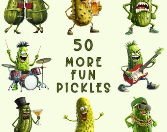 Funny Pickles Clipart and Sublimation  PNG Bundle: Commercial & POD Use (Digital Download)
