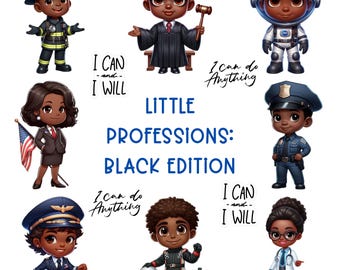 Black Children Professions PNG Clipart Bundle: Afro Careers Images (Digital Download