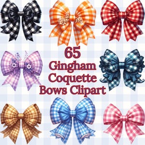 65 Clipart PNG di fiocchi a quadretti con motivo a civetta, download digitale - Motivo a civetta - Design a quadretti - Clipart chic - Fiocchi da ragazza