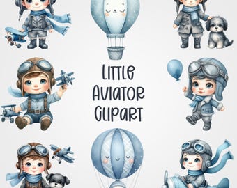 Aviator Clipart PNG Bundle: Nursery Art, Airplane Designs (Digital Download)